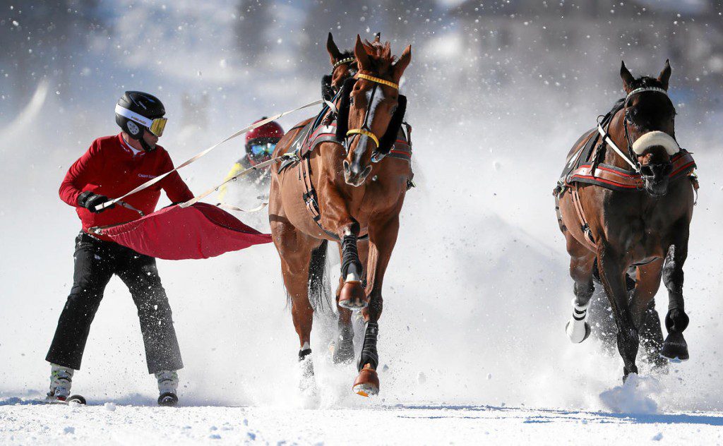 Rennimpression vom 'Credit Suisse - GP von Silvaplana', dem Skikjoering ueber 2700 Meter, am zweiten Renntag von White Turf St. Moritz am 9. Februar 2020 in St. Moritz. (swiss-image/AndyMettler)