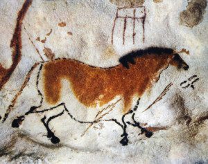 Pferdemalerei aus der Höhle von Lascaux, Frankreich, vor ca. 15.000 – 10.000 Jahren.